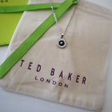 Ted Baker London Silver-Tone Button Pendant Necklace W/ Velvet Pouch & Gift Box