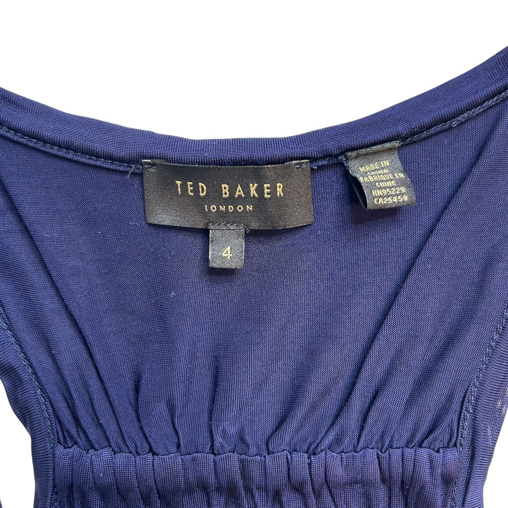 Ted Baker London Women's Size 4 Navy Blue Scoop Neck Racer back Tank Top