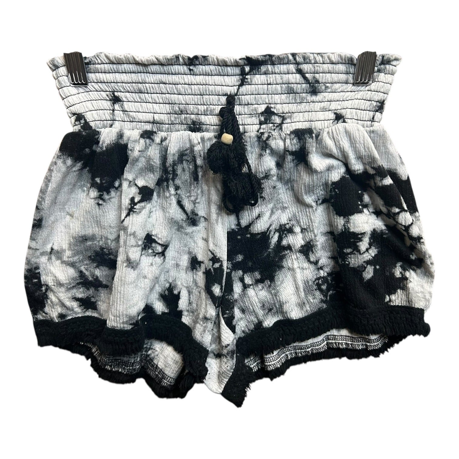 DG-80 No Boundaries Women's Tie-Dye Smocked Waist Shorts With Tassels Size Small