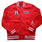 Death Row Records Red Varsity Jacket W/ Striped Trim Snap Buttons Size S/P