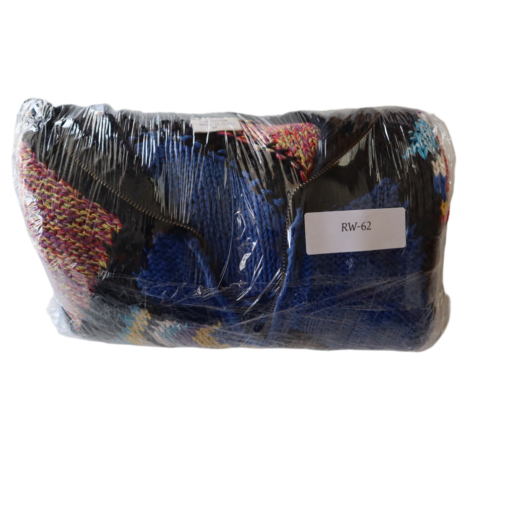 Colorful Patchwork Vintage Style Sweater With Half-Zip & High Collar – Medium