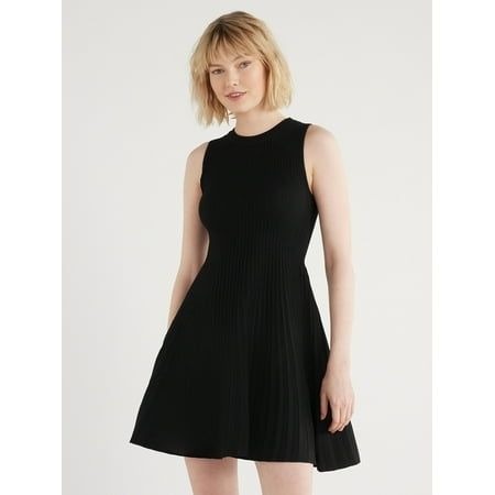 #1175 Scoop Women's Size Medium High Neck Sweater Dress, Black