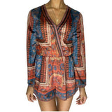 Jealous Tomato Aztec Print Multicolor Romper, Women's Small