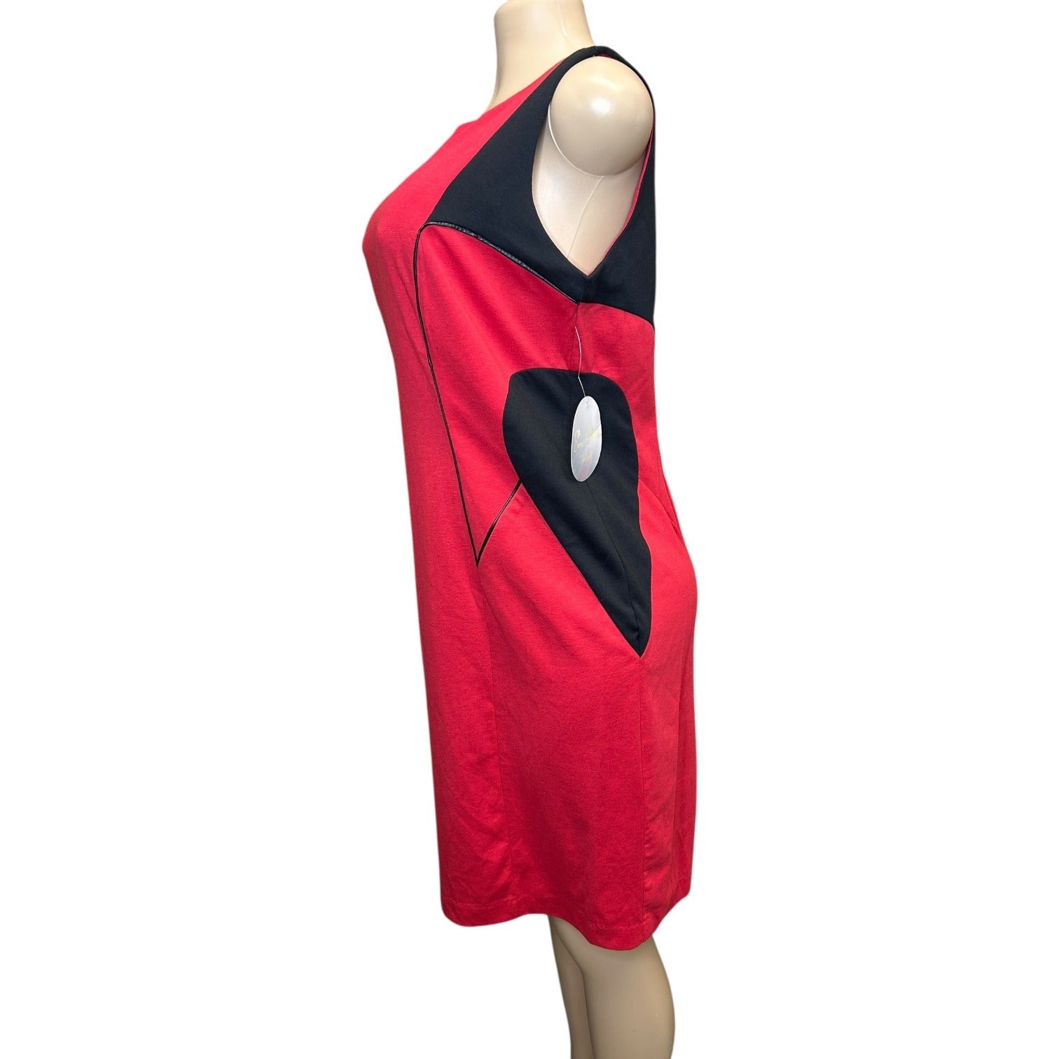 K-124 Emma & Michele Women's Red & Black Sleeveless Sheath Dress Size 14