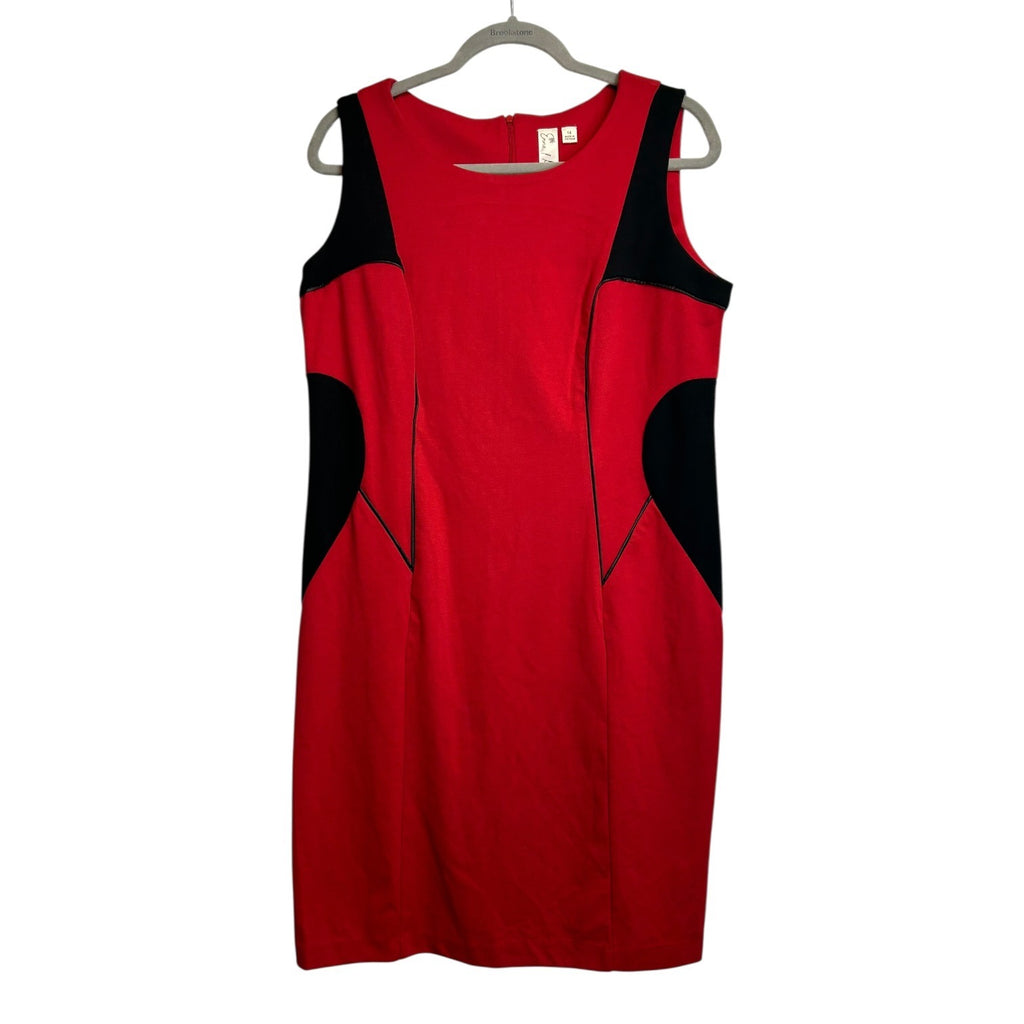 K-124 Emma & Michele Women's Red & Black Sleeveless Sheath Dress Size 14