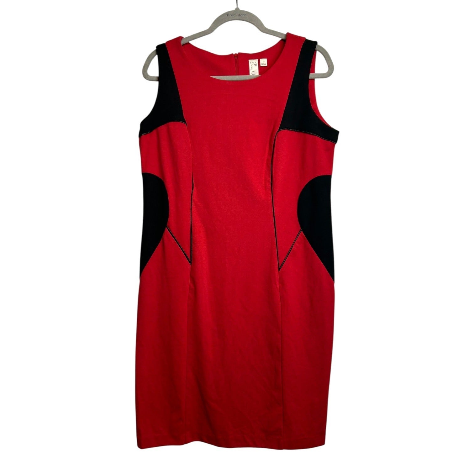 K-124 Emma & Michele Women's Red & Black Sleeveless Sheath Dress Size 14