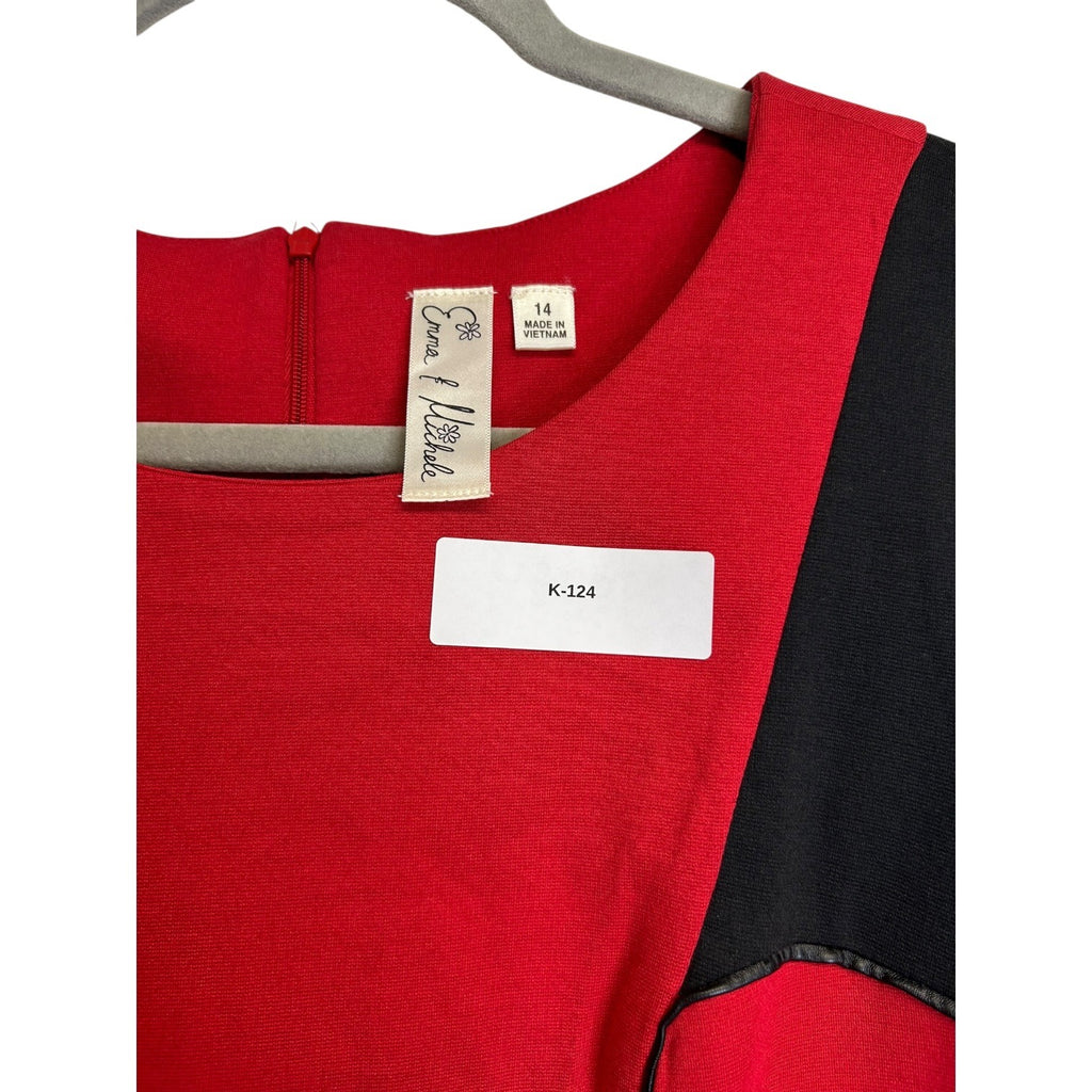 K-124 Emma & Michele Women's Red & Black Sleeveless Sheath Dress Size 14