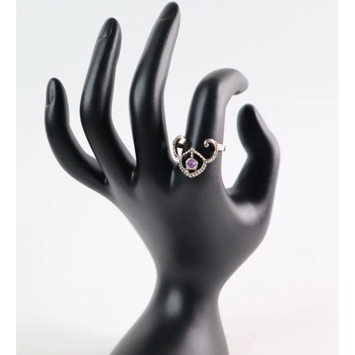 Stainless Steel Silver Tone Finger Ring Size 8.5 for Women's, Vintage Look