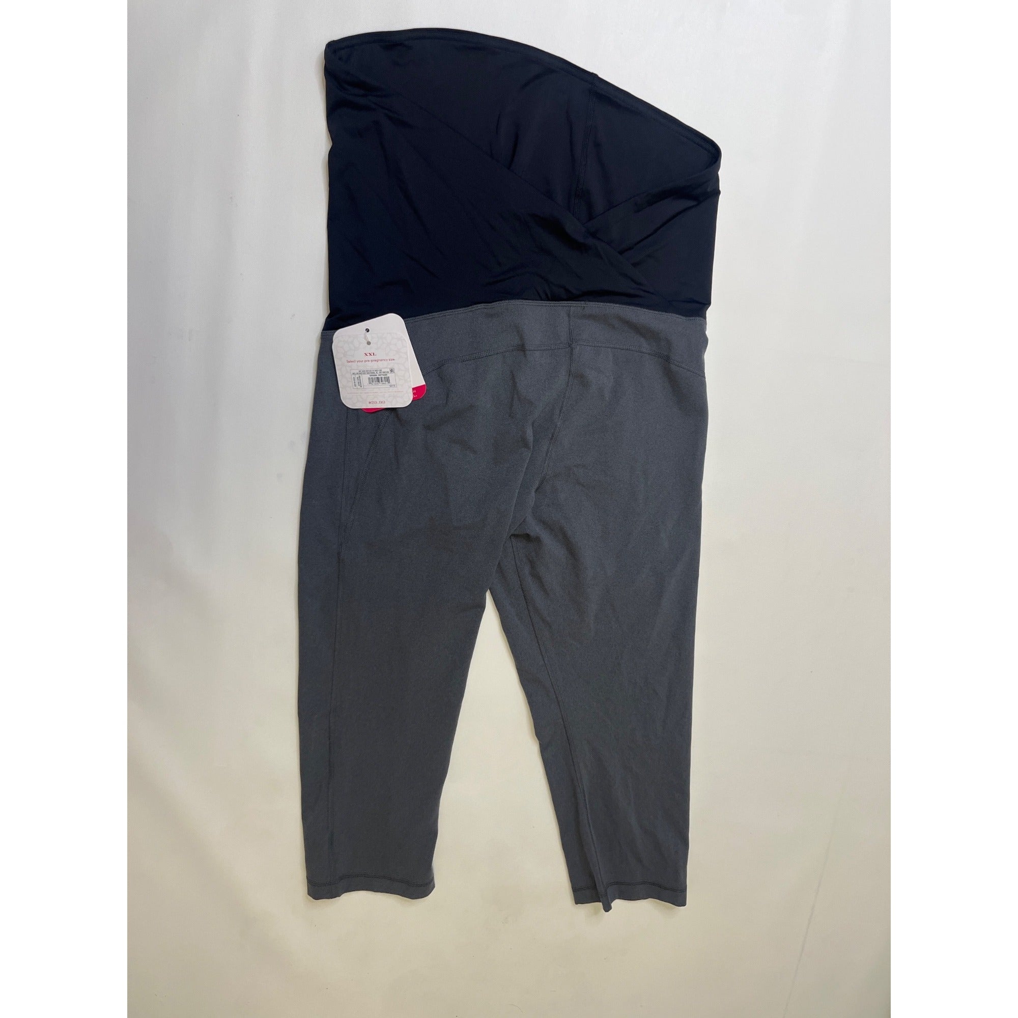 #1058 Isabel Maternity XXL Gray Over-the-Bump Cropped Pants