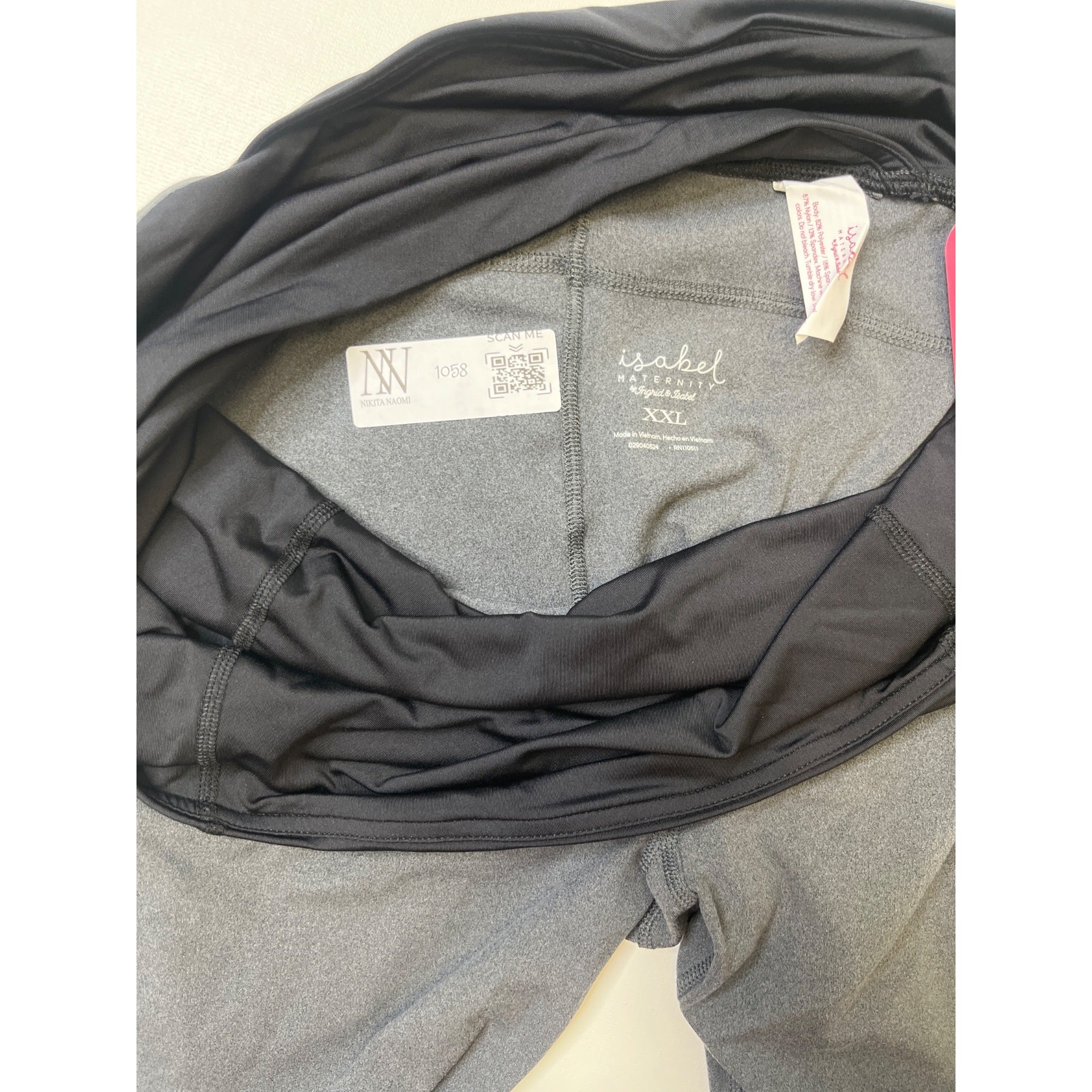 #1058 Isabel Maternity XXL Gray Over-the-Bump Cropped Pants