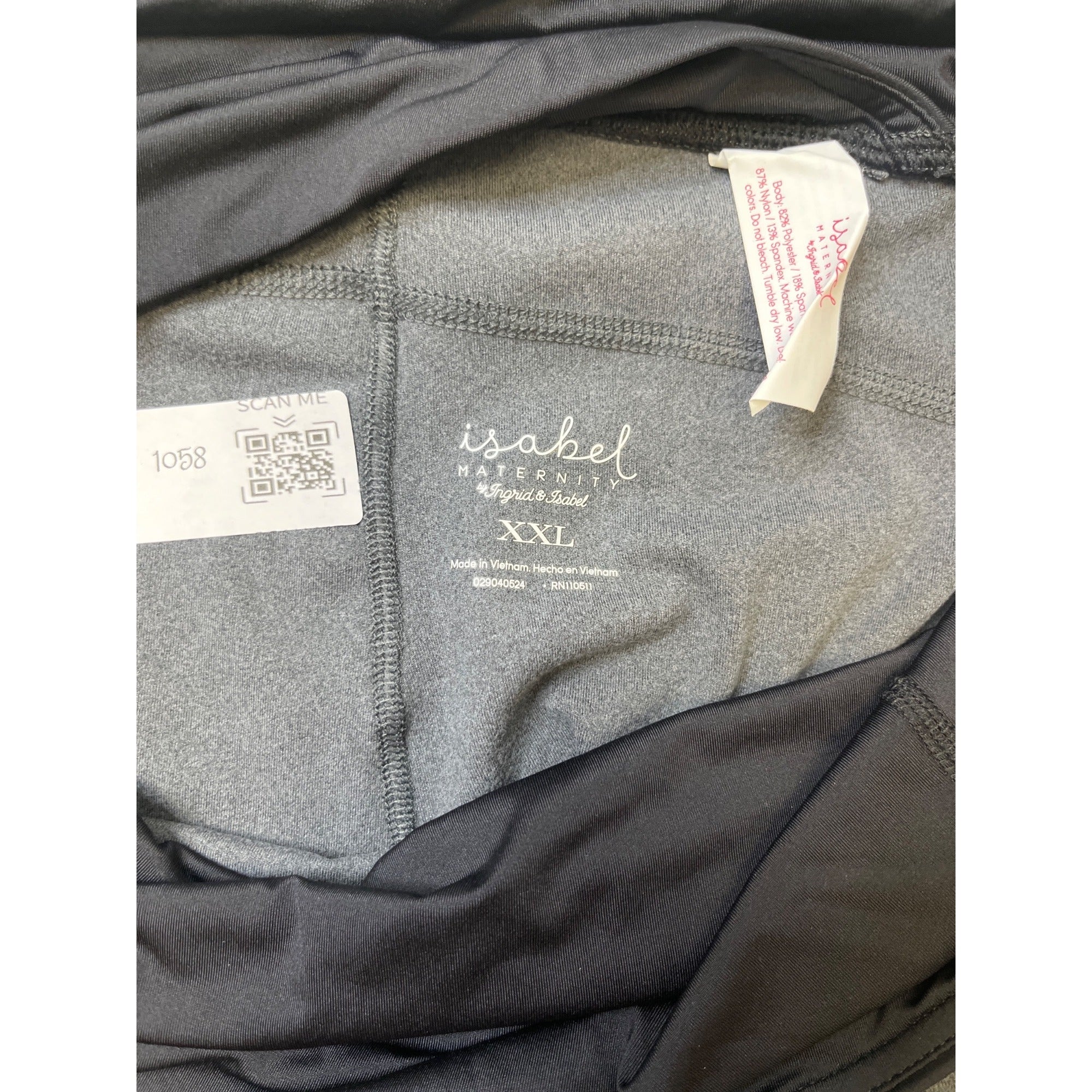 #1058 Isabel Maternity XXL Gray Over-the-Bump Cropped Pants