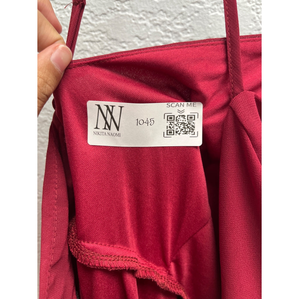 #1045 TBD Unbranded Size XS Burgundy Halter Maxi Dress