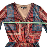 Jealous Tomato Aztec Print Multicolor Romper, Women's Small