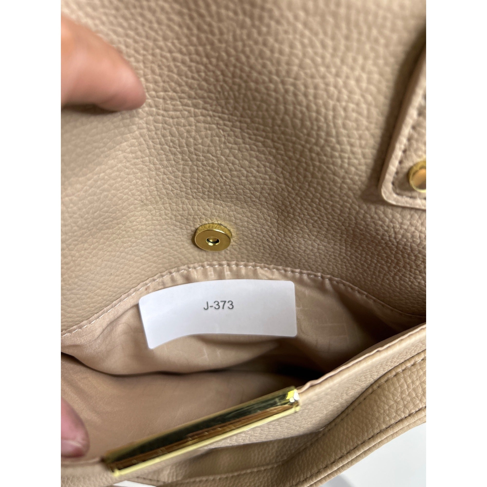J-373 Rosetti Beige Faux Leather Tote Bag With Gold Hardware & Shoulder Strap