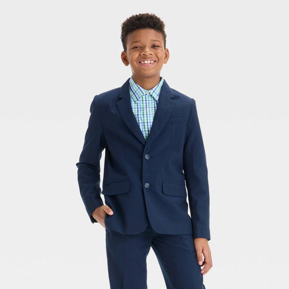 K-223 Cat & Jack Boys Single-Breasted Fully Lined Blazer Navy Blue Size 10