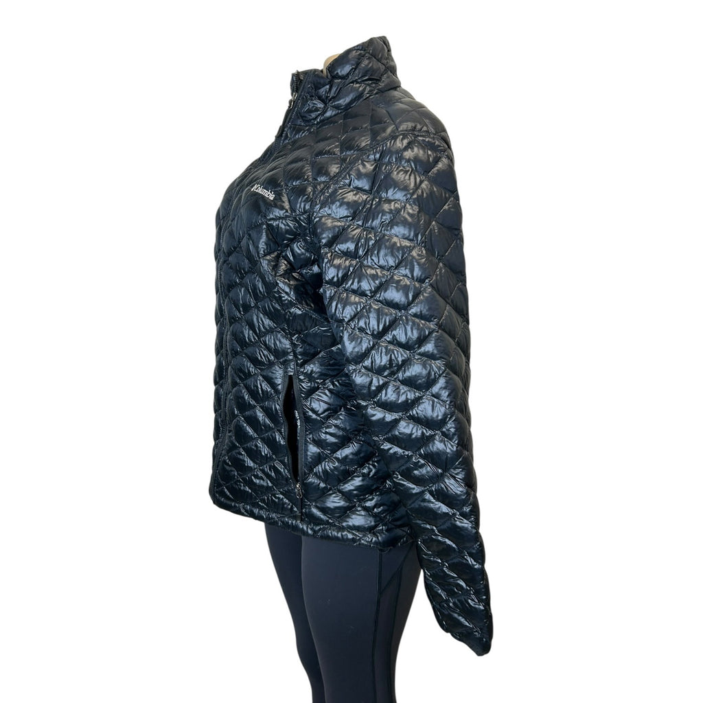 TG-43 Columbia Size Large Quilted Down Insulated Winter Jacket In Slate Black