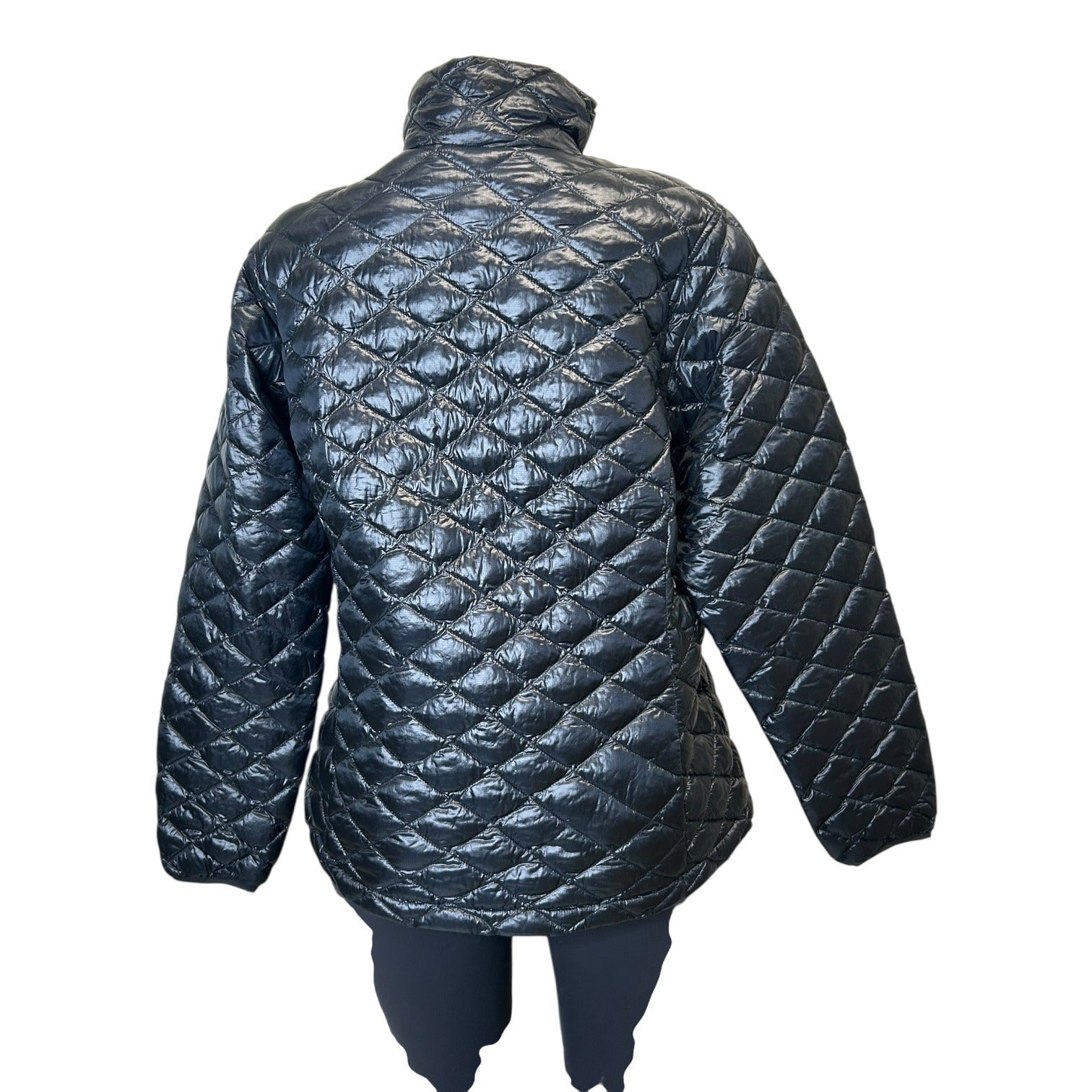 TG-43 Columbia Size Large Quilted Down Insulated Winter Jacket In Slate Black
