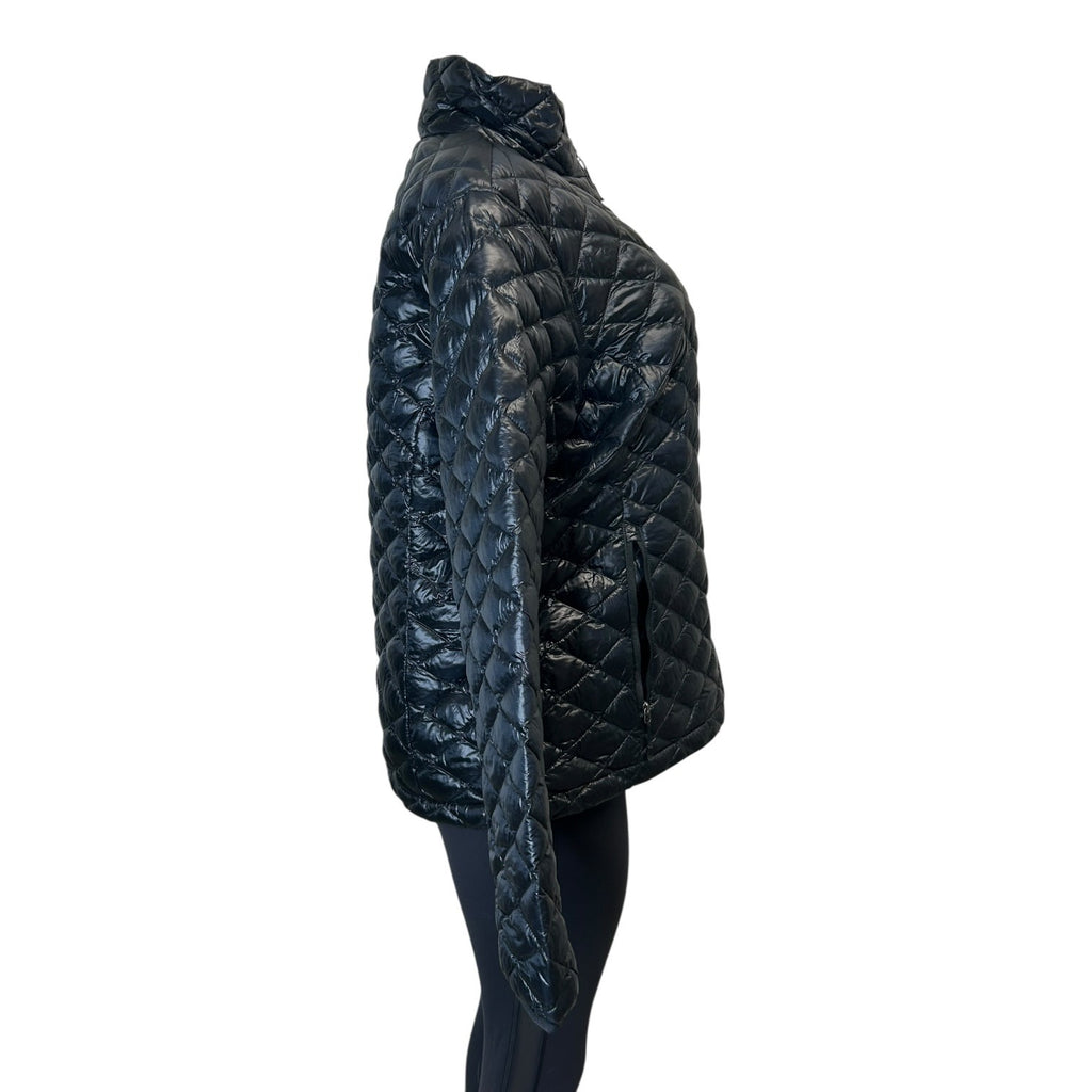 TG-43 Columbia Size Large Quilted Down Insulated Winter Jacket In Slate Black