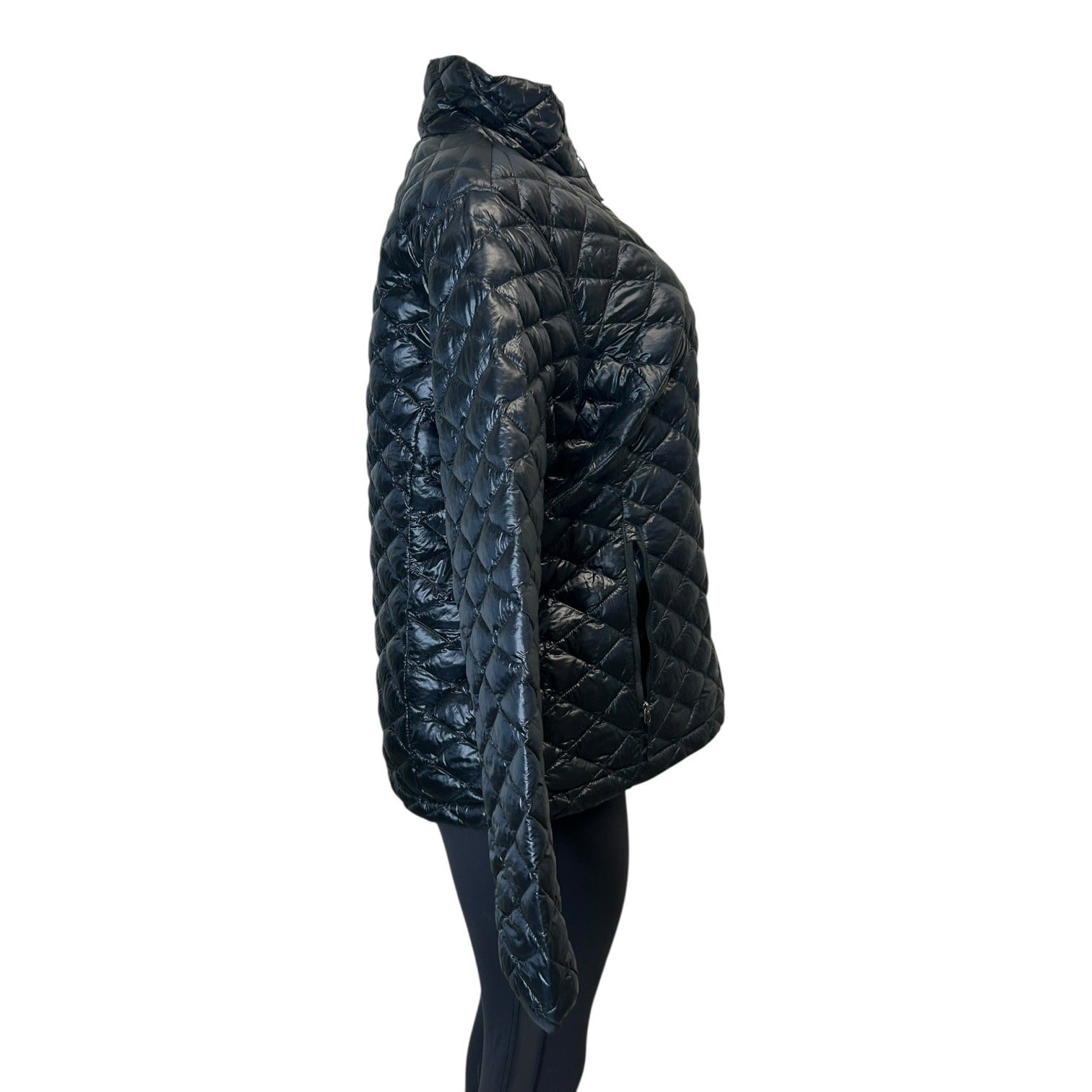 TG-43 Columbia Size Large Quilted Down Insulated Winter Jacket In Slate Black