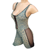 Handmade Brown Animal Print Spandex Jumpsuit Women's Size X-Small