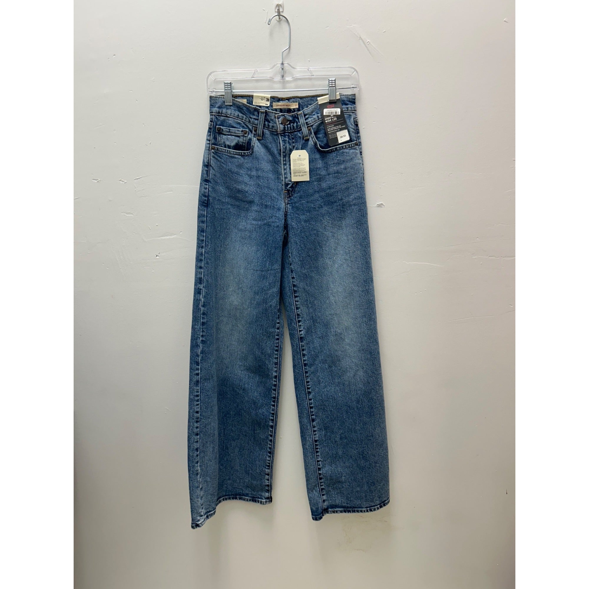 K-196 Levi's 728 High Rise Wide Leg Jeans Blue Denim Women's Size 27x32