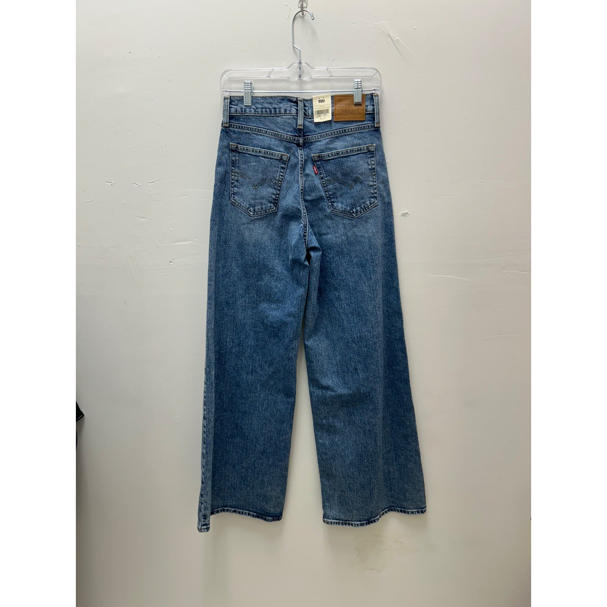 K-196 Levi's 728 High Rise Wide Leg Jeans Blue Denim Women's Size 27x32