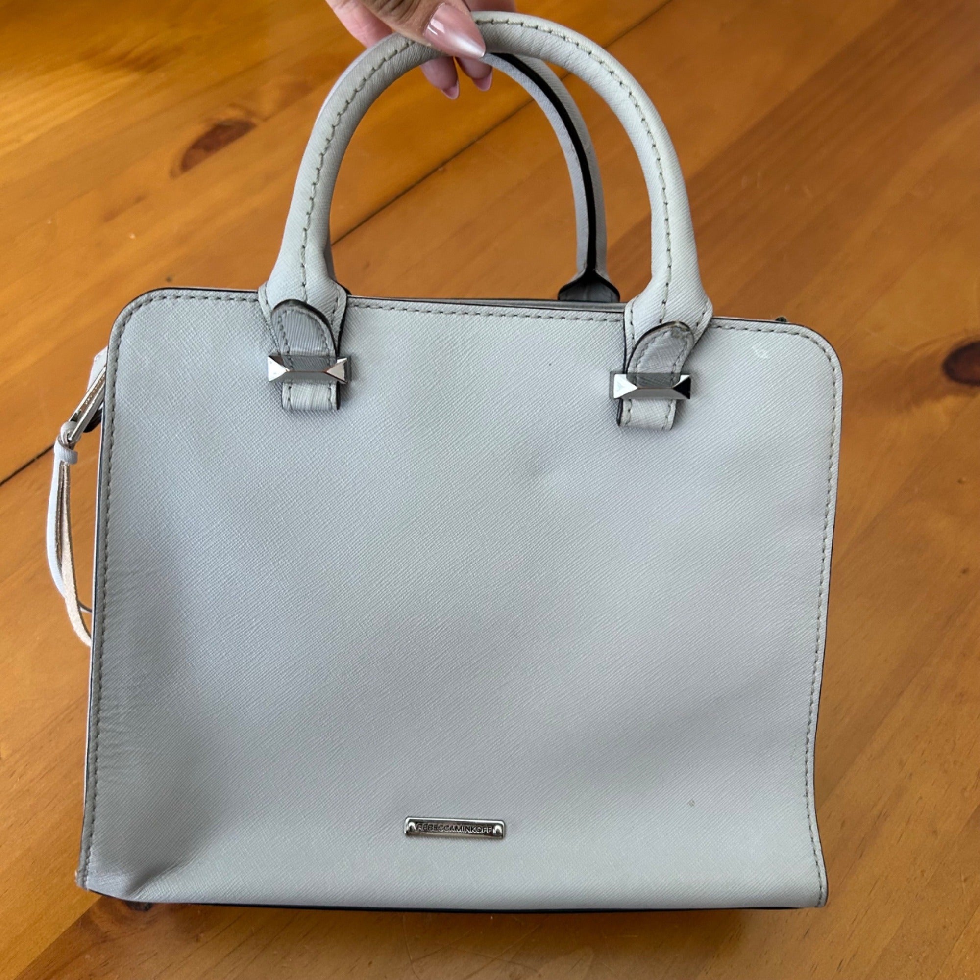Rebecca Minkoff Gray Saffiano Leather Structured Satchel Handbag