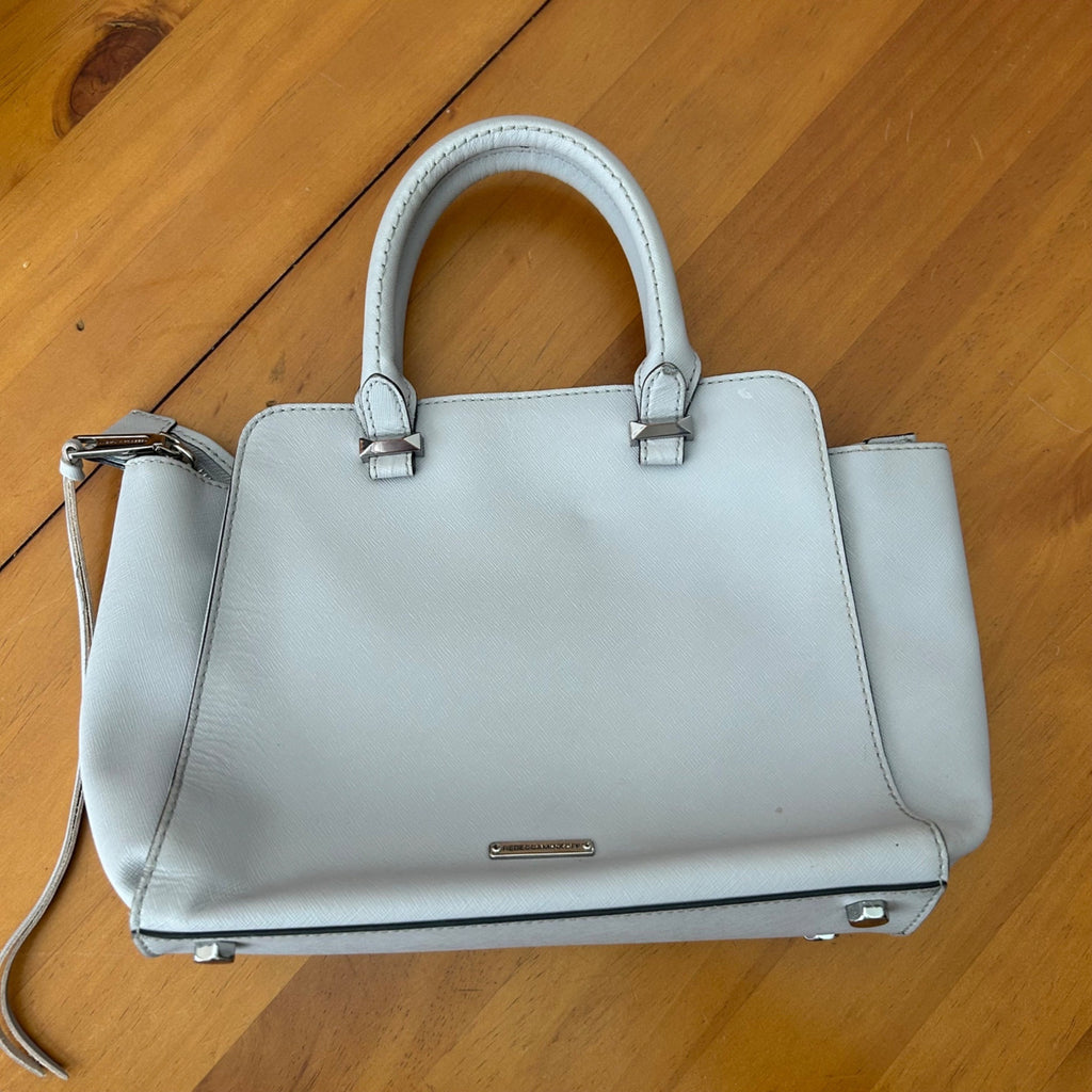 Rebecca Minkoff Gray Saffiano Leather Structured Satchel Handbag