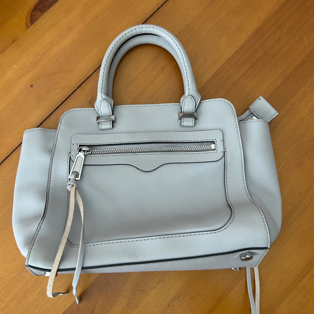 Rebecca Minkoff Gray Saffiano Leather Structured Satchel Handbag