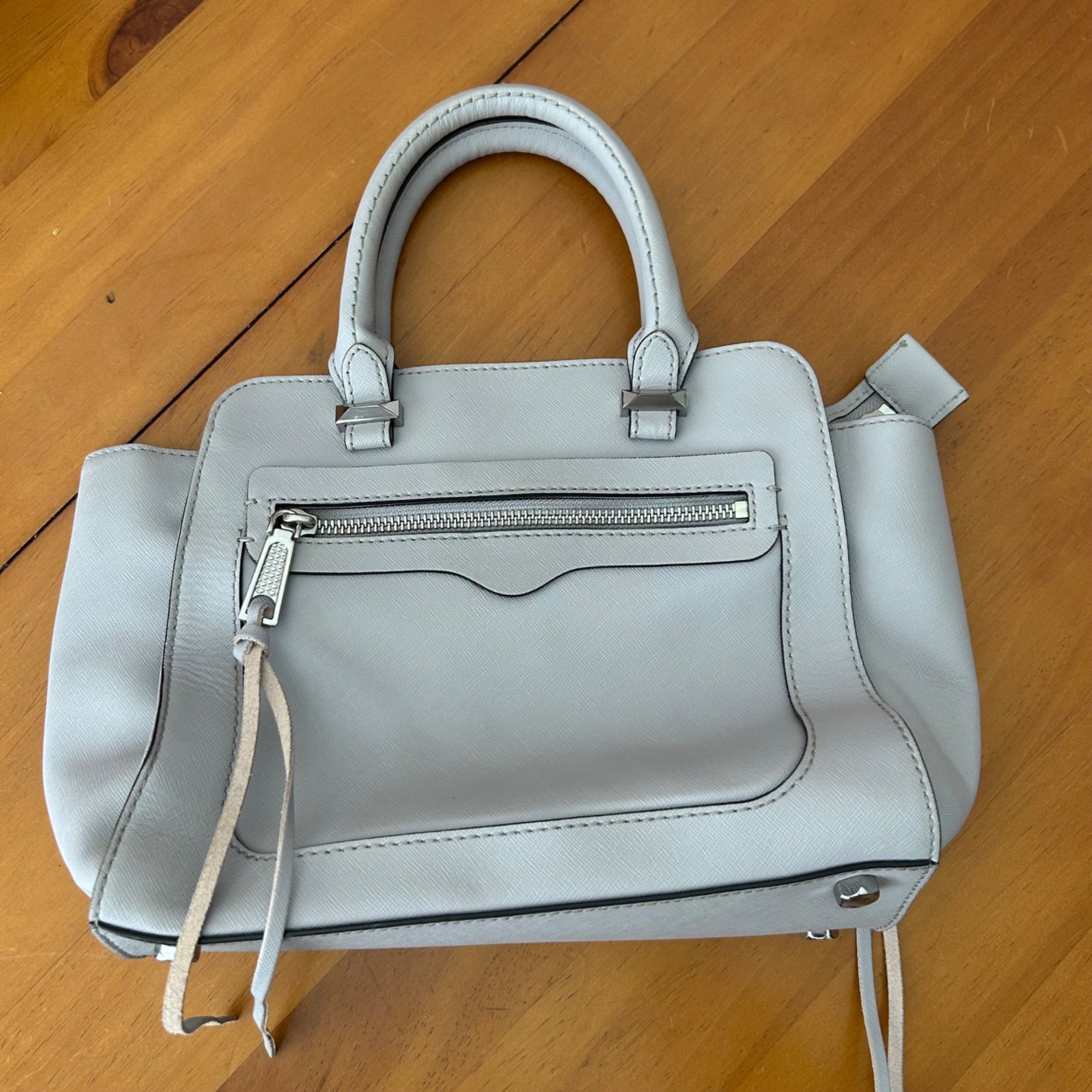 Rebecca Minkoff Gray Saffiano Leather Structured Satchel Handbag