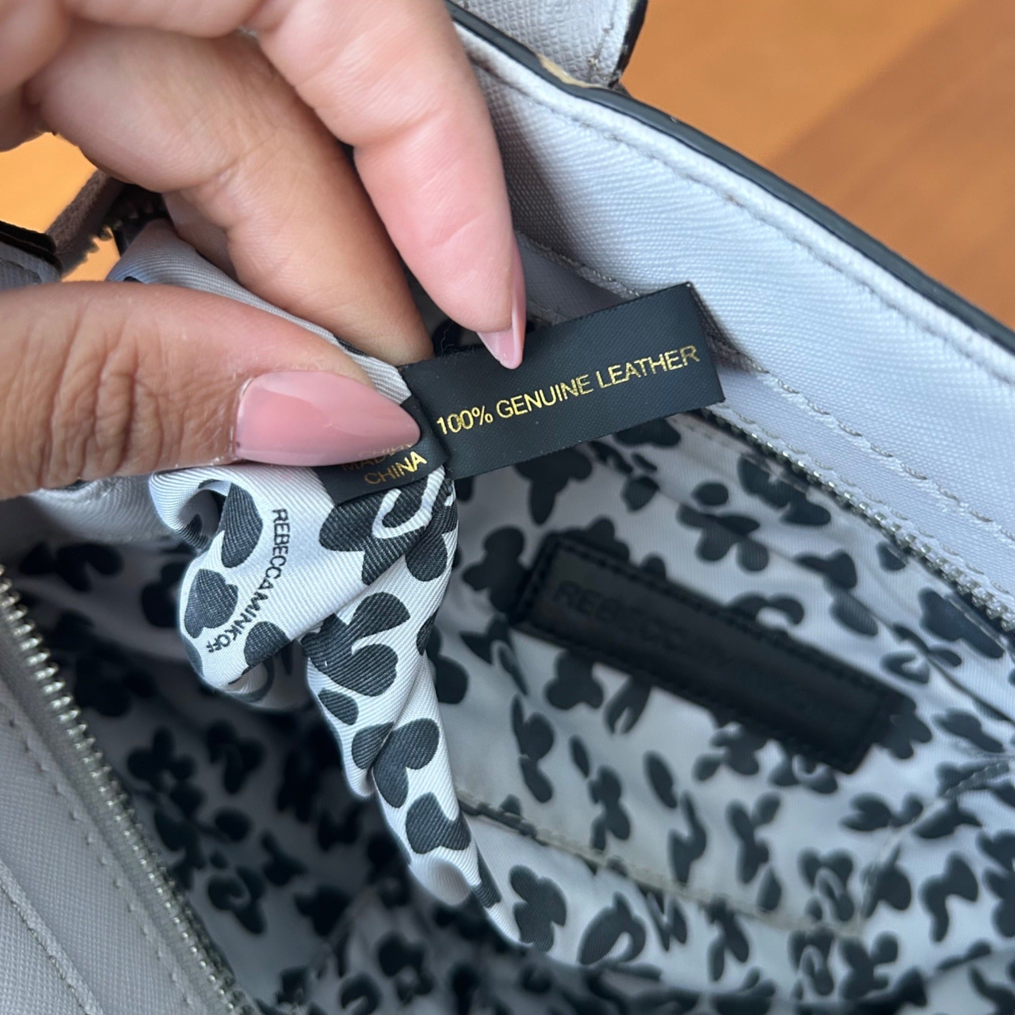 Rebecca Minkoff Gray Saffiano Leather Structured Satchel Handbag
