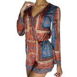 Jealous Tomato Aztec Print Multicolor Romper, Women's Small