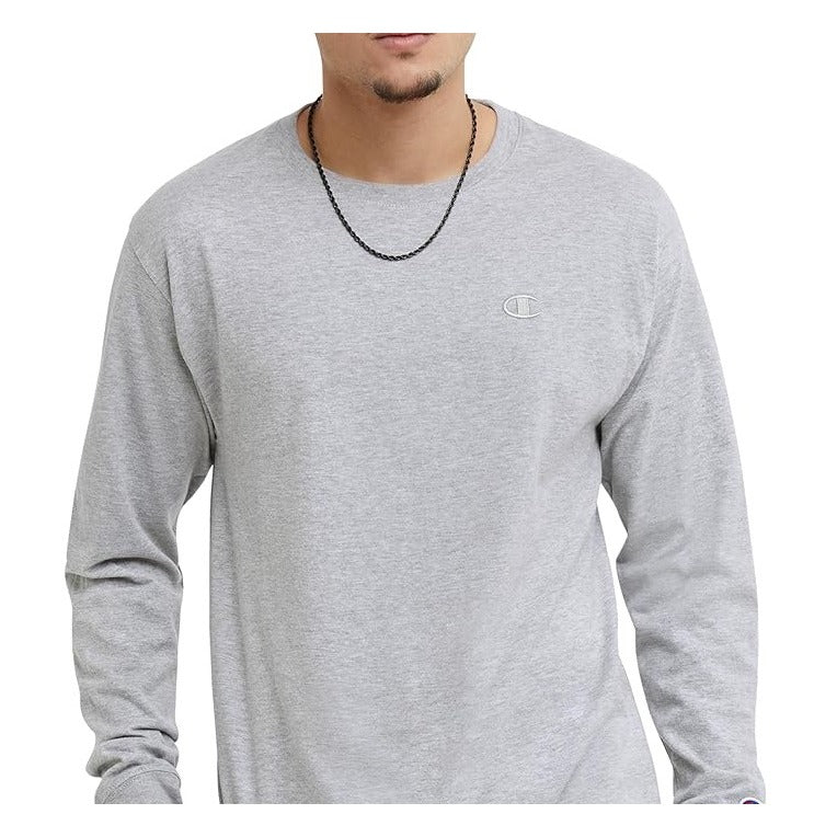 Champion Men's Long Sleeve Shirt Gray 2XL Crew Neck