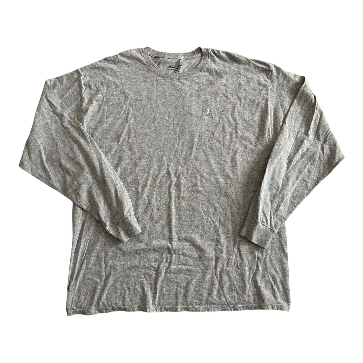 Champion Men's Long Sleeve Shirt Gray 2XL Crew Neck