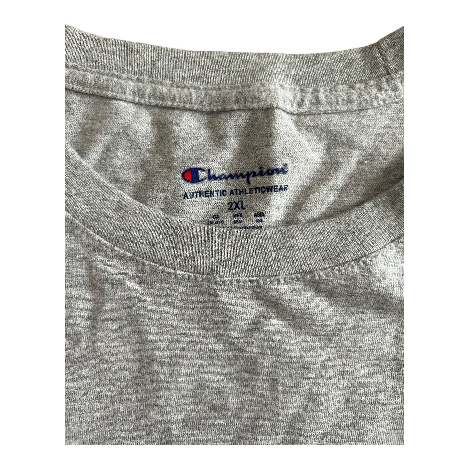 Champion Men's Long Sleeve Shirt Gray 2XL Crew Neck