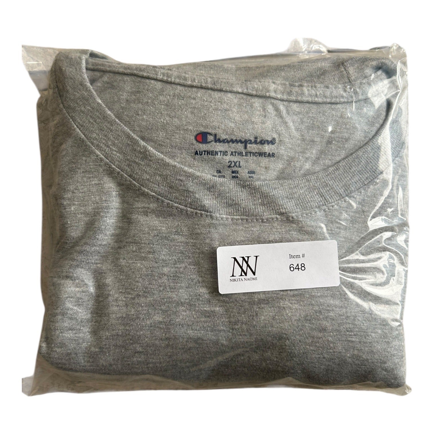Champion Men's Long Sleeve Shirt Gray 2XL Crew Neck