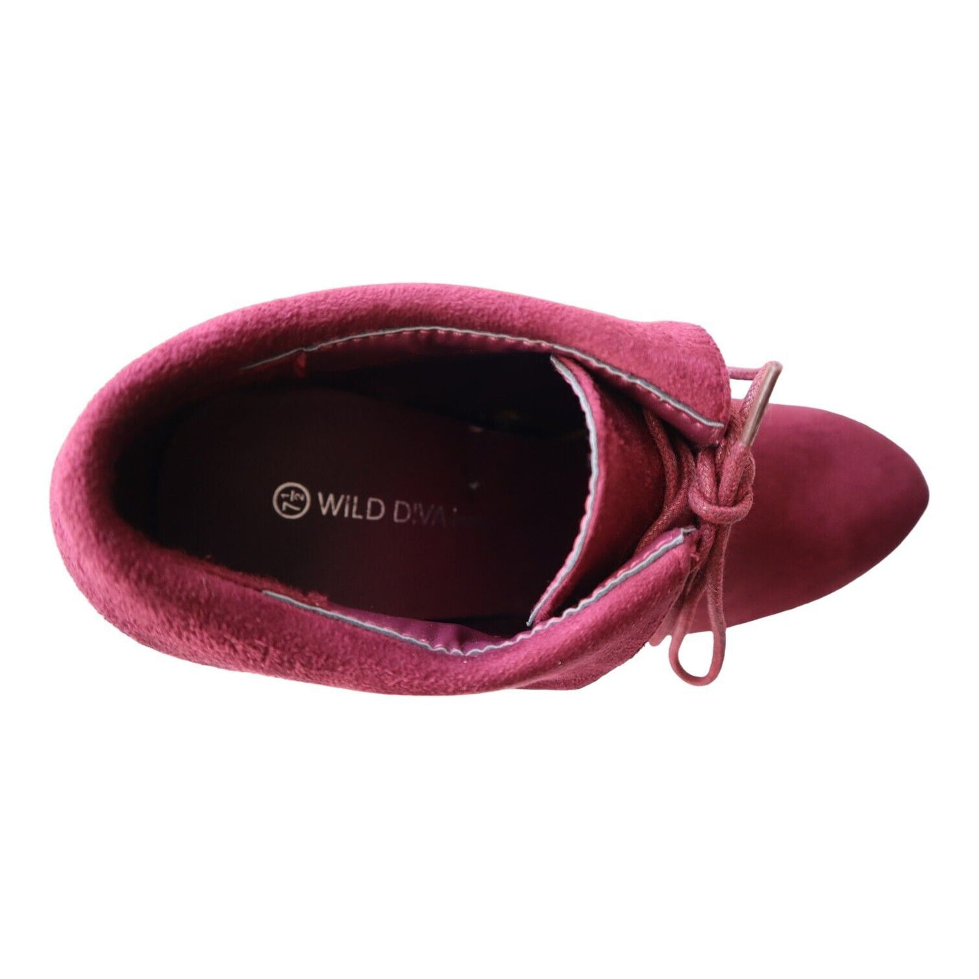 Wild Diva "Edith" Virgin Suede Wedge Booties, Oxblood Purple Size 7.5