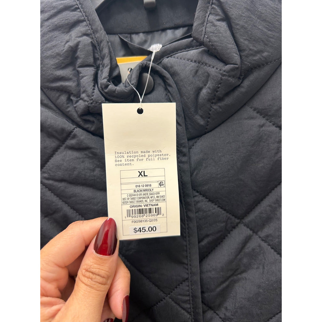 K-228 A New Day Quilted Water-Resistant Snap Front Vest Black Women's Size XL