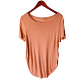 Wet Seal Women's Scoop Neck Short Sleeve T-Shirt, Tan Size Small