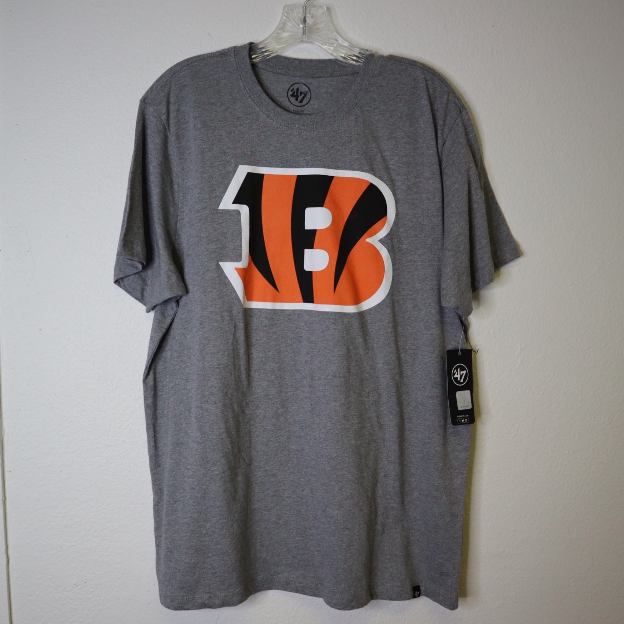 DG-177 NFL 47 Brand Cincinnati Bengals Crew Neck Men's T-Shirt Slate Gray Graphic Size Large