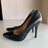 Delicious Black Pointed Toe Stiletto 4 Inch Heel, Women's Pumps Size 8