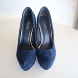 Paprika Women's Navy Suede Platform High Heel Pumps Size 7