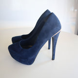 Paprika Women's Navy Suede Platform High Heel Pumps Size 7