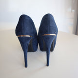 Paprika Women's Navy Suede Platform High Heel Pumps Size 7