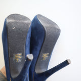 Paprika Women's Navy Suede Platform High Heel Pumps Size 7