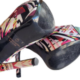 Alba Fuchsia Multicolor Abstract Art Peep Toe Stiletto High Heels Women's Size 7