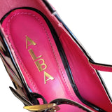 Alba Fuchsia Multicolor Abstract Art Peep Toe Stiletto High Heels Women's Size 7