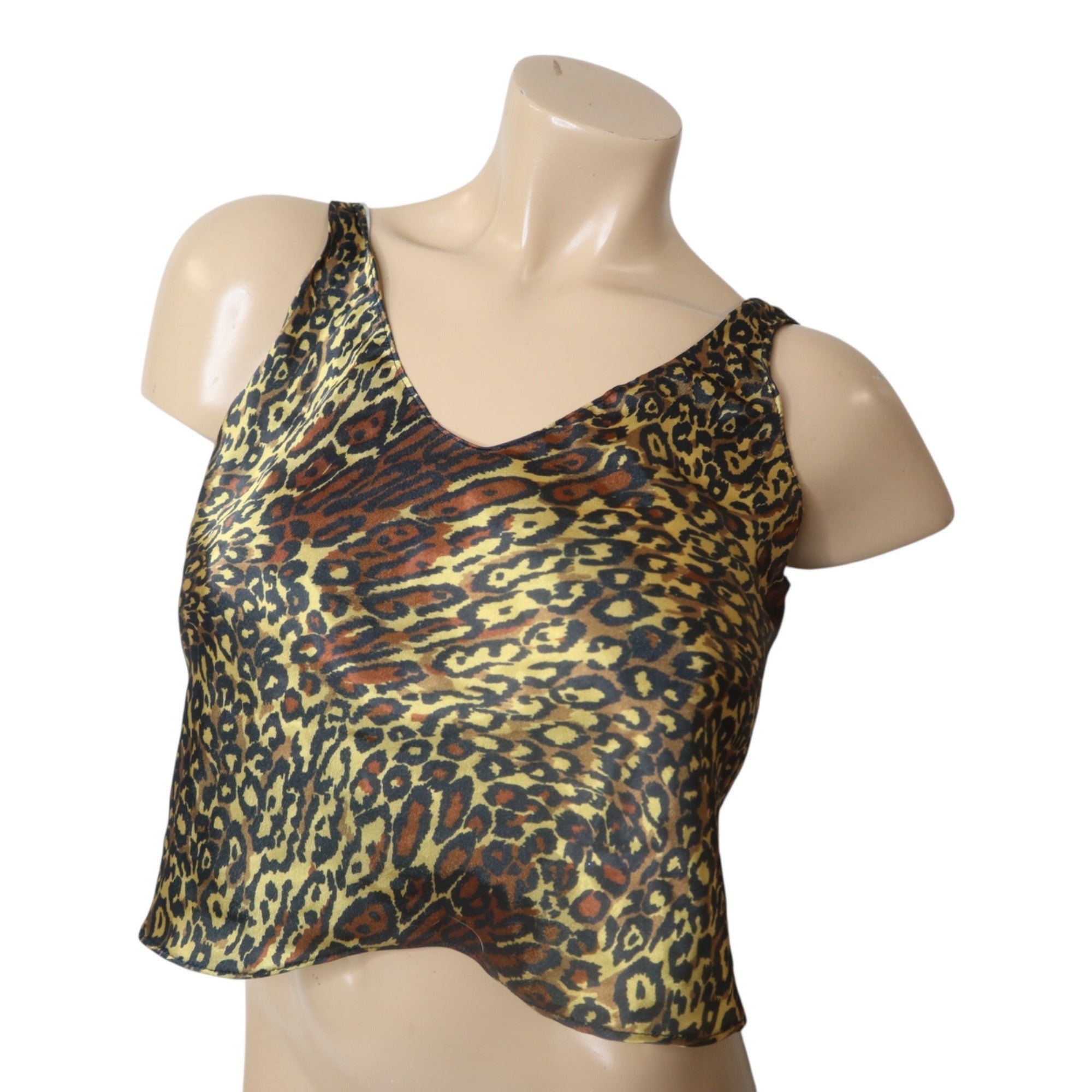 DG-60 Vintage Aviaretta Size Small Leopard Print Satin Crop Tank Top