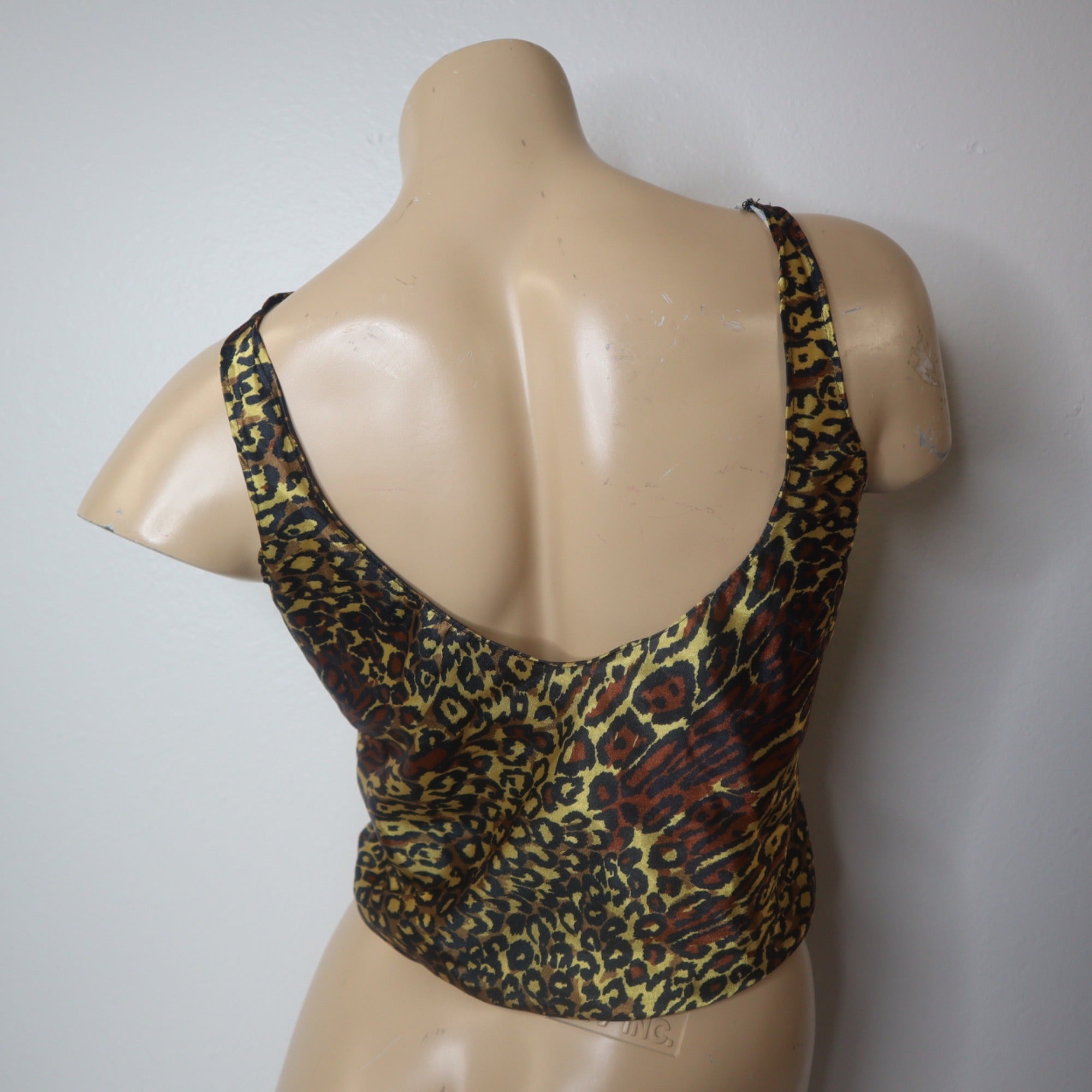 DG-60 Vintage Aviaretta Size Small Leopard Print Satin Crop Tank Top
