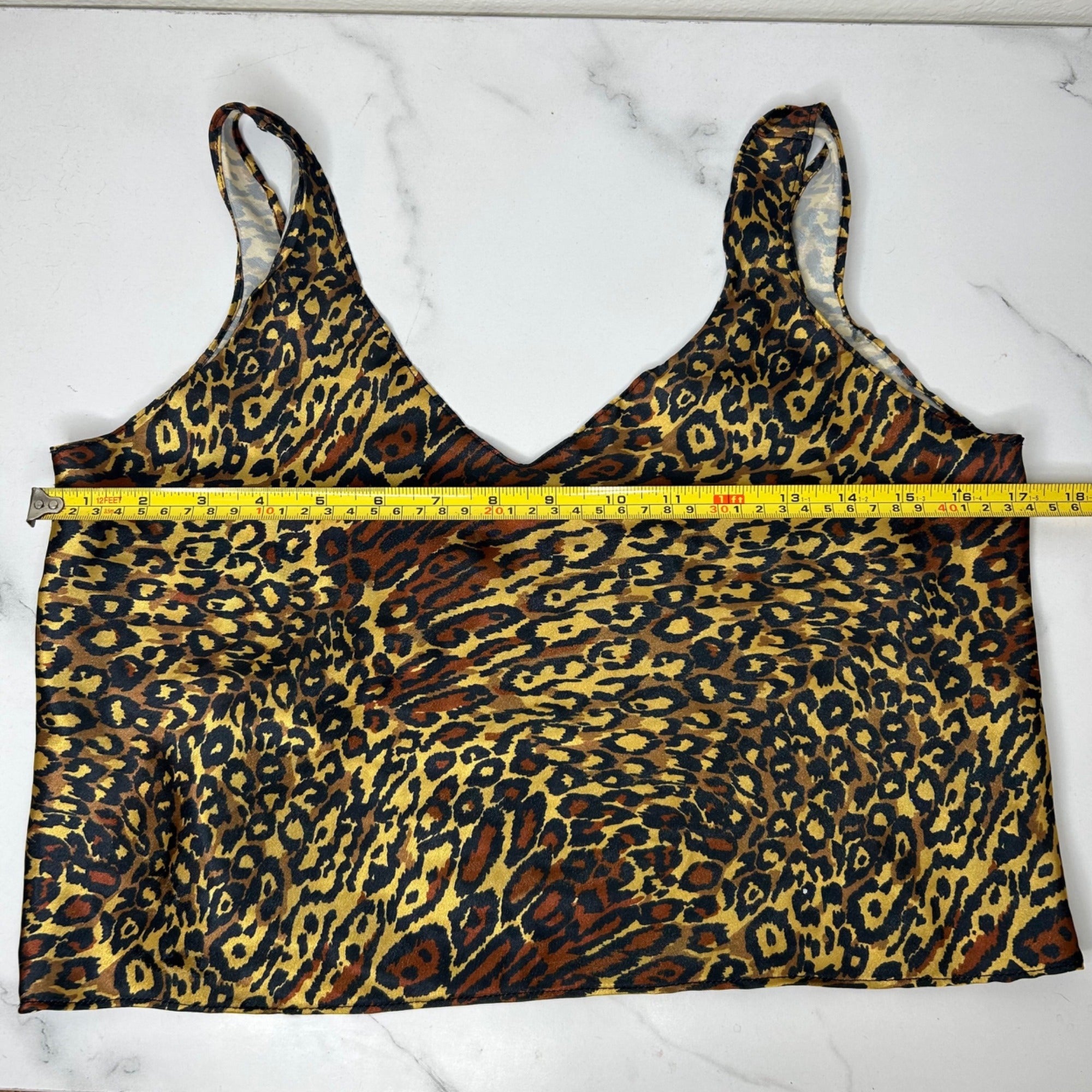 DG-60 Vintage Aviaretta Size Small Leopard Print Satin Crop Tank Top